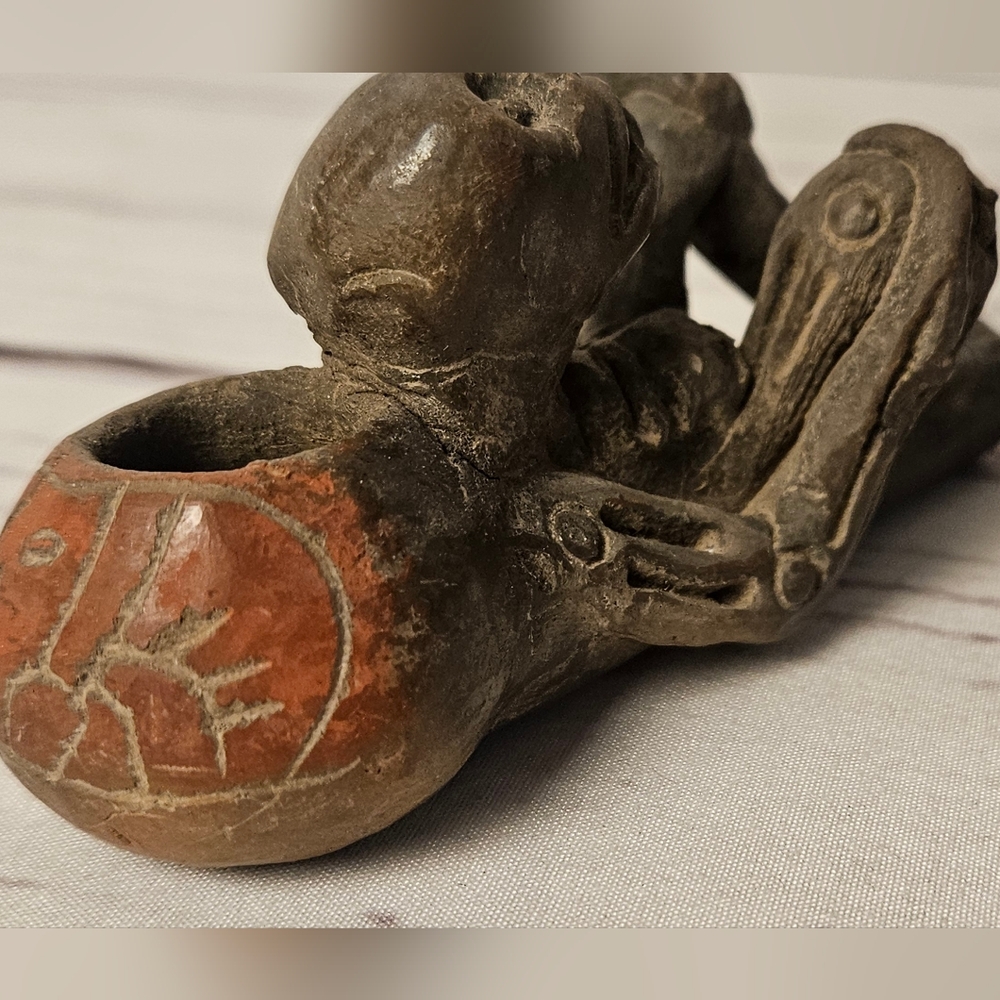 VTG Collectible Mayans Aztec Ceremonial Pipe Pre Columbian Style Smoking Pipe - Picture 14 of 15
